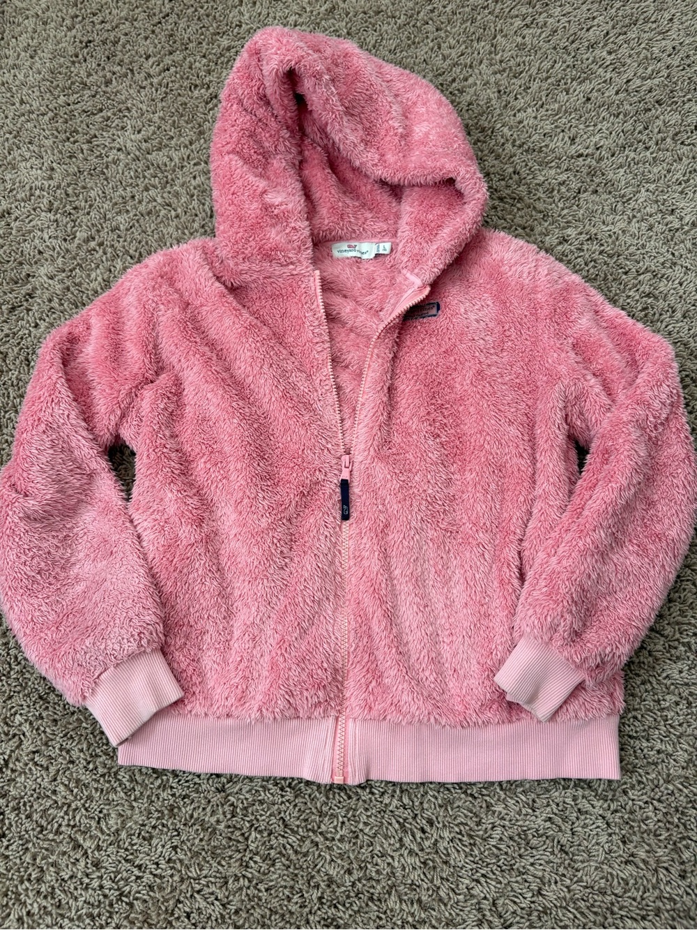 Cozy Pink Fleece Hoodie Jacket for Kids - vineyard vines Sherpa large 16